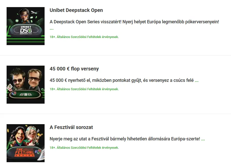 Póker bónuszok az Unibet Casino