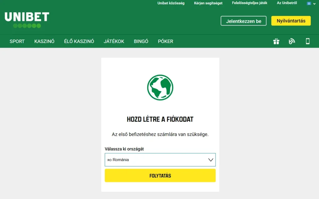 Regisztrációs folyamat